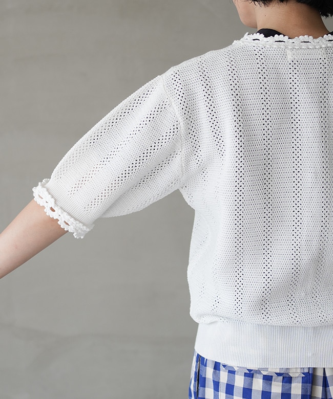 THE SHINZONE(ザ シンゾーン) MESH LACE KNIT CARDIGAN メッシュレース