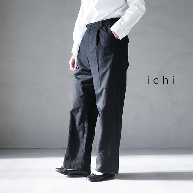 SALE 50%OFF】[230733]ICHI(イチ)コットンリネンタックパンツ