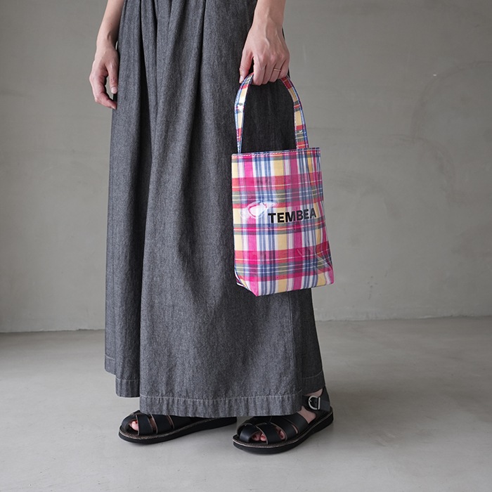 テンベア tembea ペーパートートバッグ ギンガムチェック パープル