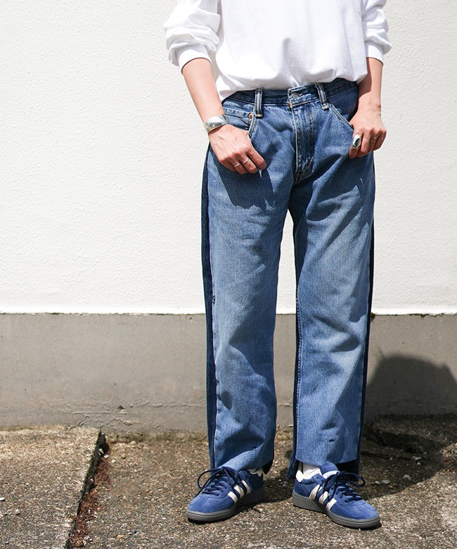 古着 リーバイス サニーサイドアップ リメイク デニム カーディガン SR-213-005-mens]sunny side up(サニーサイドアップ) RE WIDE