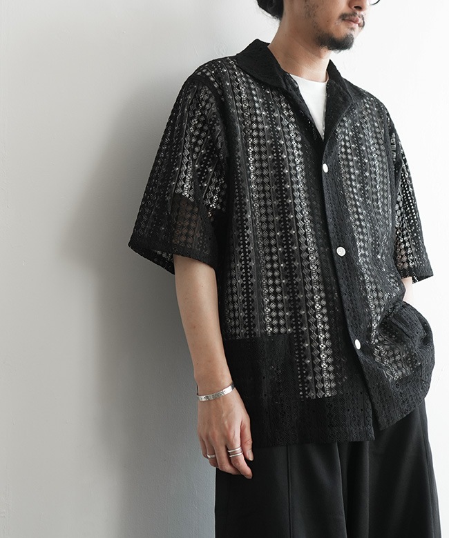 NEEDLES(ニードルズ) S/S WIDESPREAD COLLAR SHIRT - RASCHEL LACE