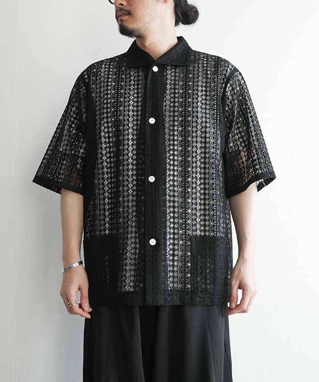 NEEDLES(ニードルズ) S/S WIDESPREAD COLLAR SHIRT - RASCHEL LACE