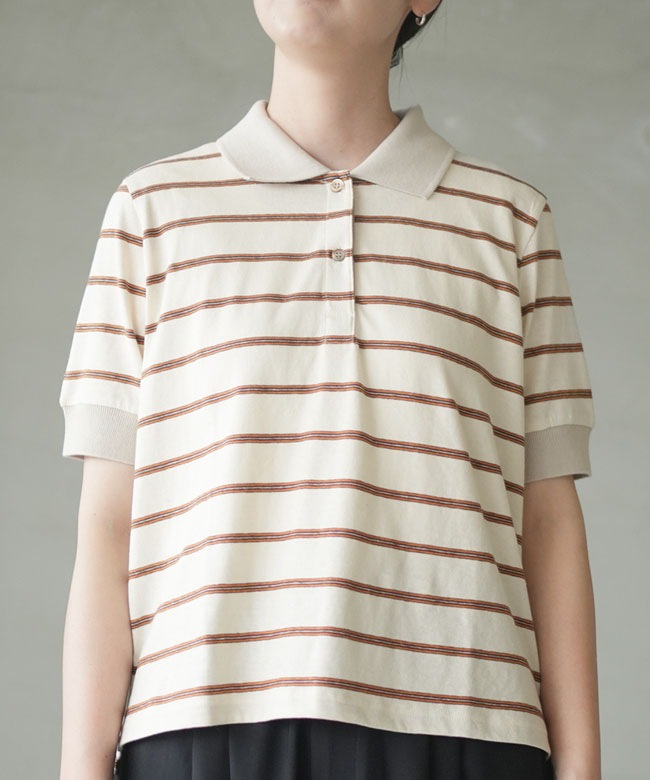 MIDIUMISOLID(ミディウミソリッド) multi-striped polo PO マルチ
