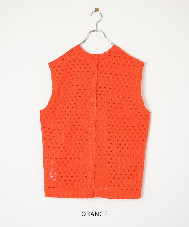 MEYAME メヤメ　レーススリーブレスプルオーバー MEY-1865]MEYAME(メヤメ)FRONT & BACK LACE SLEEVELESS レース