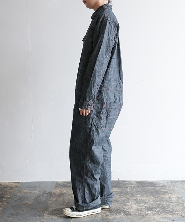 YAR-25SS-P6]Yarmo(ヤーモ) Boiler Suit_Indigo Chambray