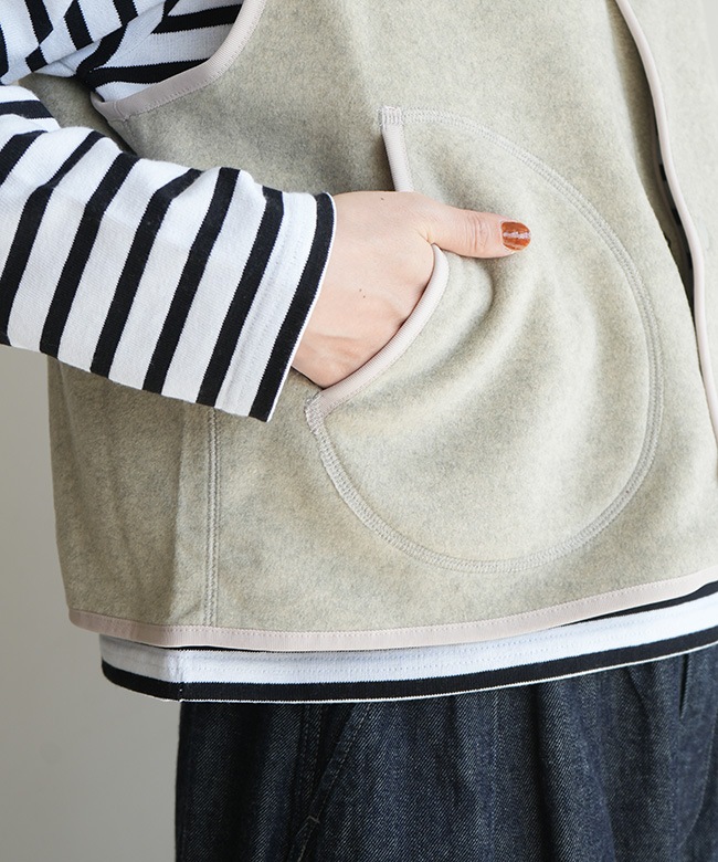 ◇[DT-A0521] DANTON(ダントン)フリース カラーレスベスト WOMEN