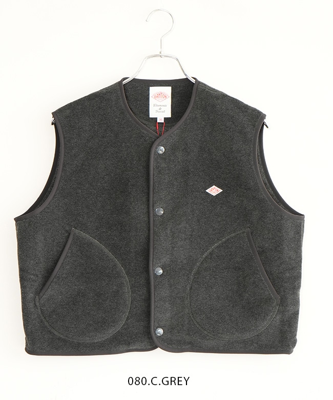 DANTON/ダントン　フリースカラーレスベスト　WOMEN ブラック36 DANTON/ダントン フリースカラーレスベスト WOMEN ブラック36