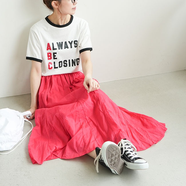 SALE 50%OFF】[232134]ina(イナ)ウエストギャザー三角マチスカート 