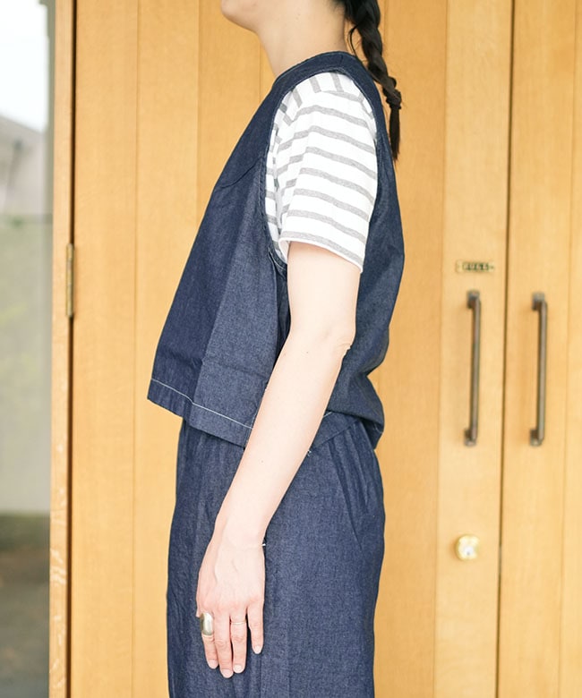SALE 10%OFF】Midi Umi(ミディウミ) コンパクトデニムベスト トップス