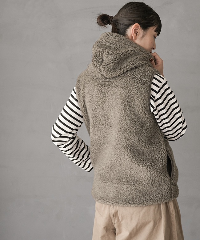 J-1069BOA]Gymphlex(ジムフレックス) BOA HOODED VEST ボアフーデッド