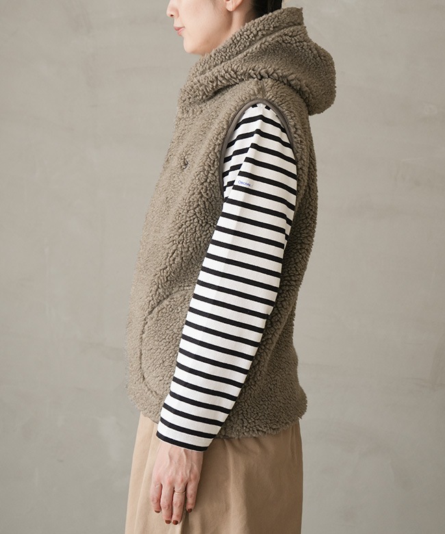 J-1069BOA]Gymphlex(ジムフレックス) BOA HOODED VEST ボアフーデッド