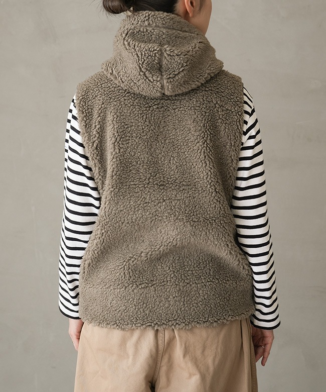 J-1069BOA]Gymphlex(ジムフレックス) BOA HOODED VEST ボアフーデッド