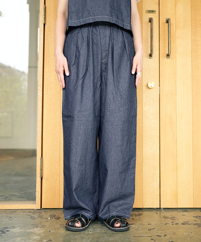 SALE 10%OFF】Midi Umi(ミディウミ) デニムタックワイドイージーパンツ