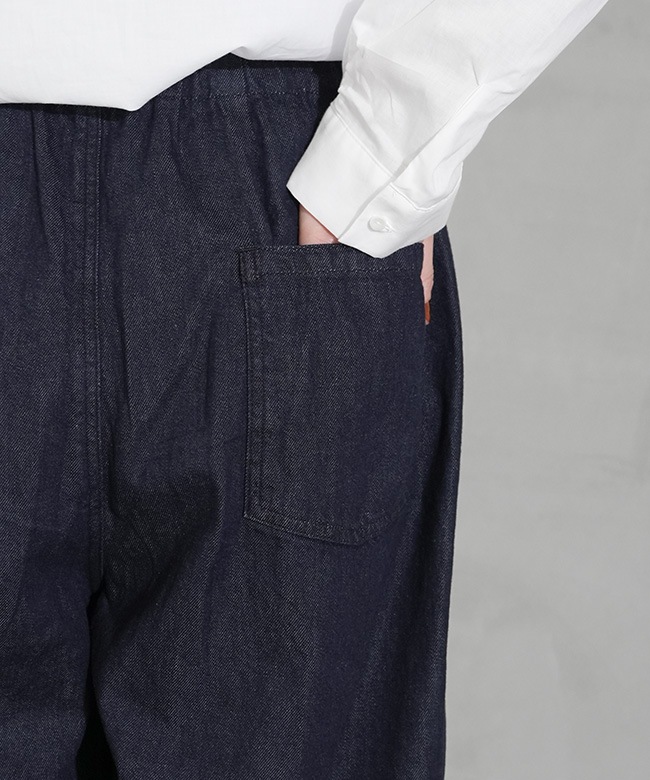 3-260068]mizuiro ind(ミズイロインド) denim tucked wide pants