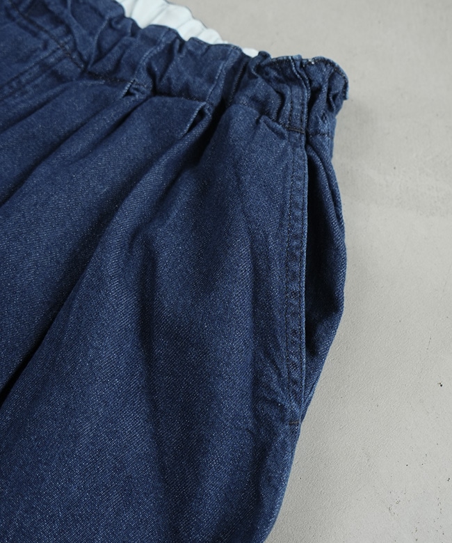 3-260068]mizuiro ind(ミズイロインド) denim tucked wide pants