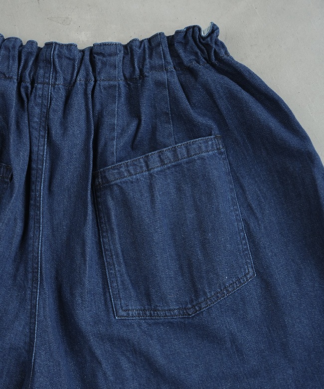 3-260068]mizuiro ind(ミズイロインド) denim tucked wide pants
