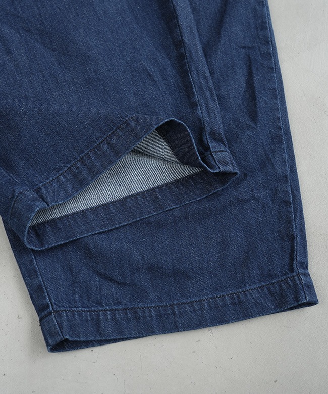 3-260068]mizuiro ind(ミズイロインド) denim tucked wide pants