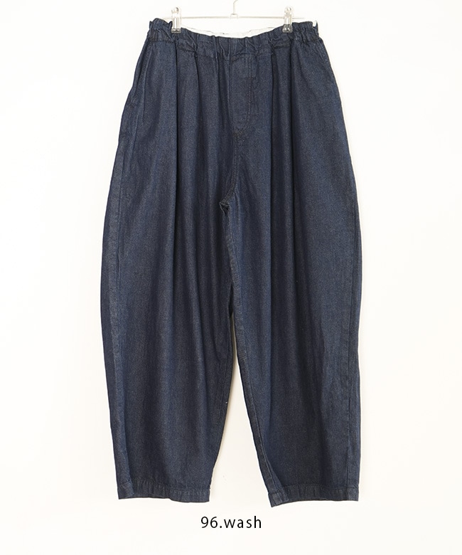 3-260068]mizuiro ind(ミズイロインド) denim tucked wide pants