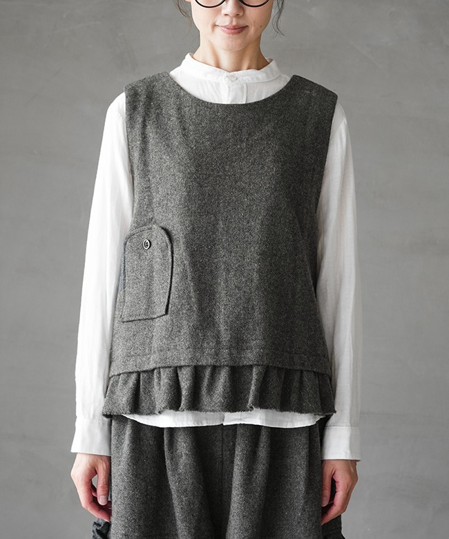 TB25335]tumugu(ツムグ) ウールメランジ2wayベスト | レディース