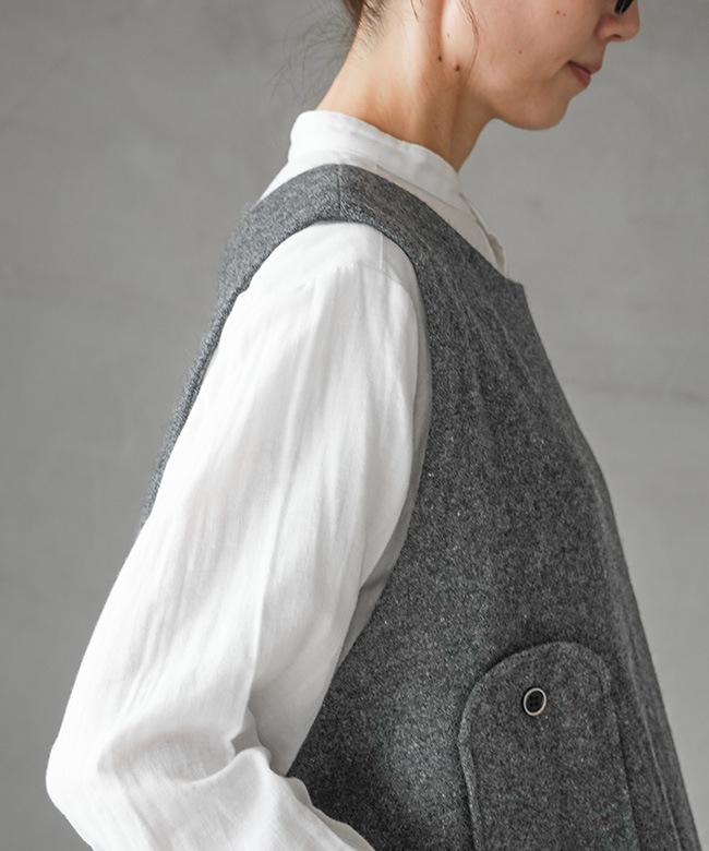 TB25335]tumugu(ツムグ) ウールメランジ2wayベスト | レディース