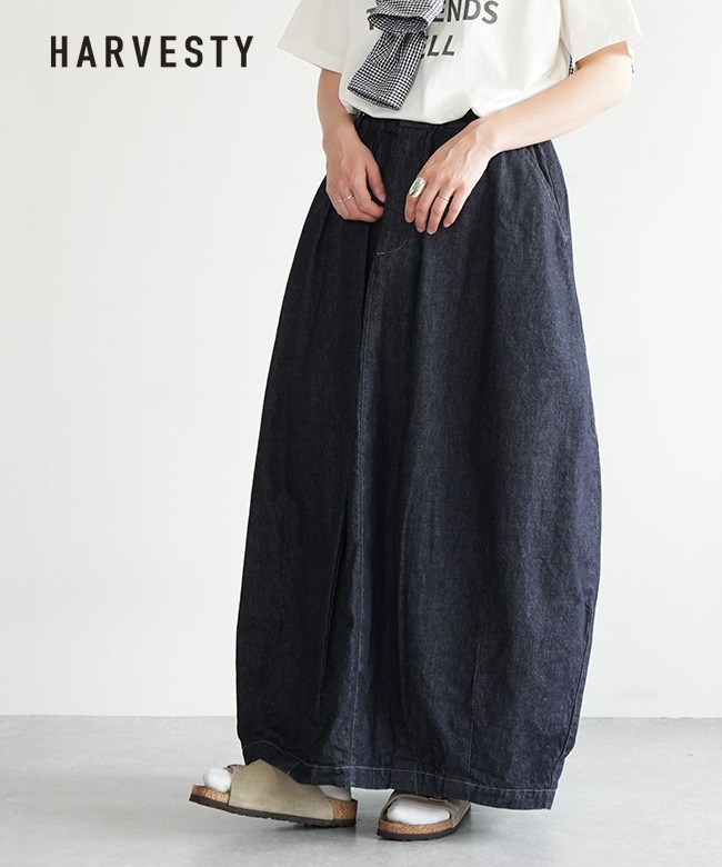 A22504]HARVESTY(ハーベスティ) デニムサーカススカート レディース