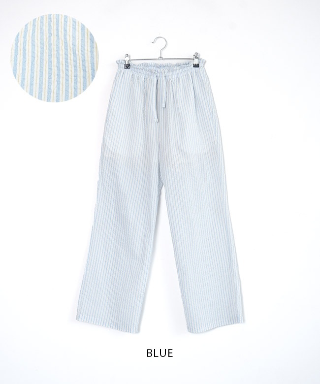MEY-2106]MEYAME(メヤメ)LIGHT COTTON STRIPE PANTS ライト