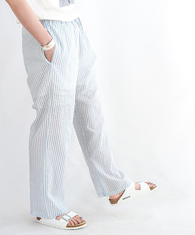 MEY-2106]MEYAME(メヤメ)LIGHT COTTON STRIPE PANTS ライト