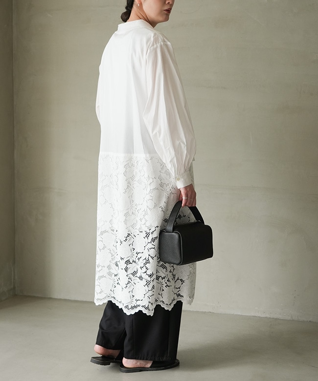 MIDIUMISOLID(ミディウミソリッド)lace combi shirt onepiece レース