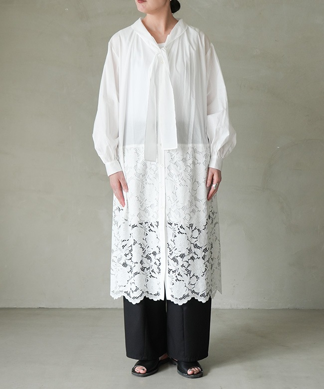 MIDIUMISOLID(ミディウミソリッド)lace combi shirt onepiece レース