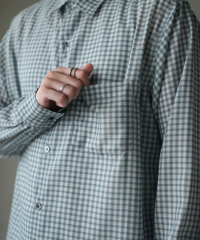 ULTERIOR ✴︎ チェックシャツ長袖　アルテリア ULTERIOR(アルテリア) Super Light Wool Check Shirt スーパーライト