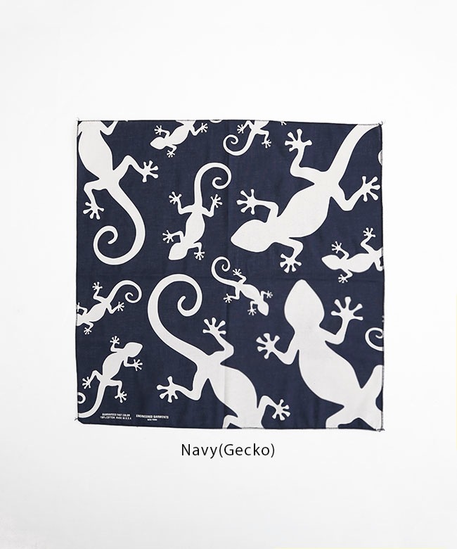 Engineered Garments｜ (Printed Bandana B - Khaki - Gecko Engineered Garments Navy Gecko Printed Bandana