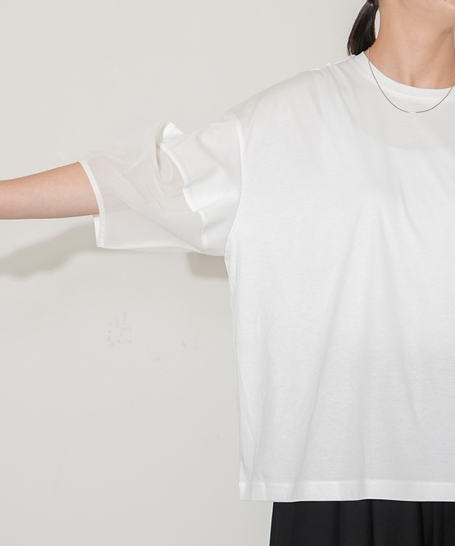 MIDIUMISOLID for Ladies シアースリーブコンシャスT MIDIUMISOLID tシャツ for Ladies シアースリーブコンシャスT