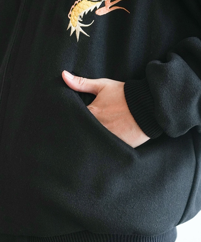 GL15725]gold(ゴールド) WOOL MELTON×ACETATE SOUVENIR JACKET 