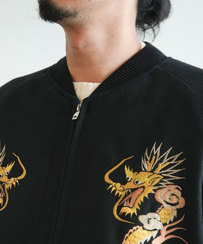 GL15725]gold(ゴールド) WOOL MELTON×ACETATE SOUVENIR JACKET 