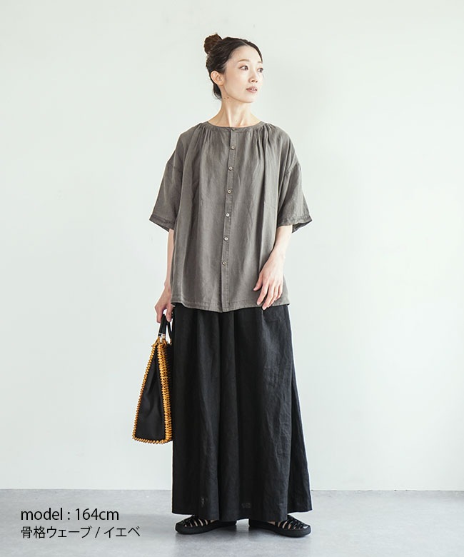 シャツ+ブラウス(半袖+袖なし) mieya mieya     far but sew ロングヨーク ハーフスリーブ/半袖 シャツ（シャツ/ブラウス）｜NOMINE