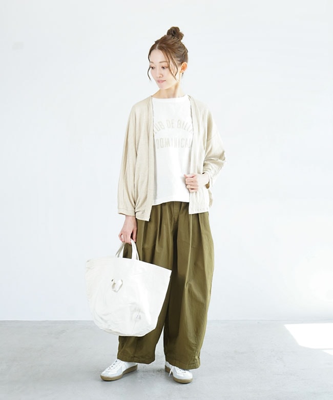 prit｜【20%OFF】20/1リネンコットンボイル裾ゴムカーディガン