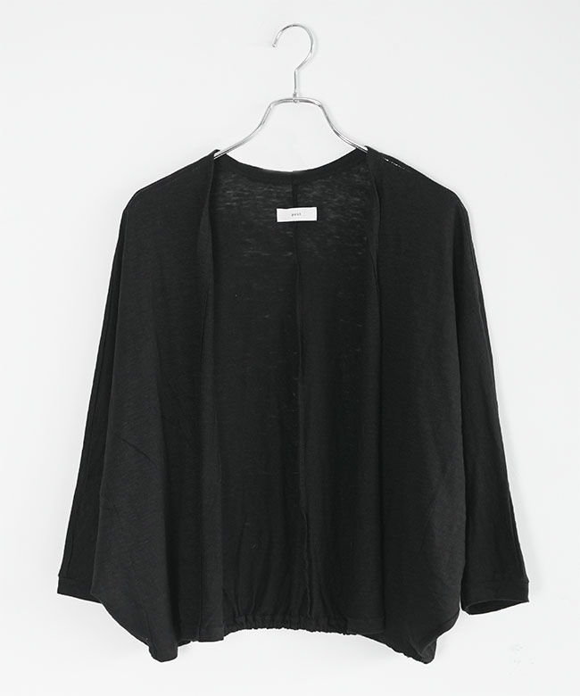 新品タグ付き✨prit リネン100% ロングカーディガン 黒 日本製 麻 prit(プリット) 別注 40/1ヨーロッパリネン天竺 裾ゴム ドルマン