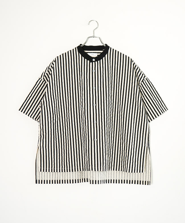 アディアム 25年 コットン Greta グレタ 異素材 ドッキング ストライプ 半袖Ｔシャツ トップス 45521 ホワイト ブルー 2【中古】 スタジアム クローム オーバーサイズフィット マルチストライプ 半袖T
