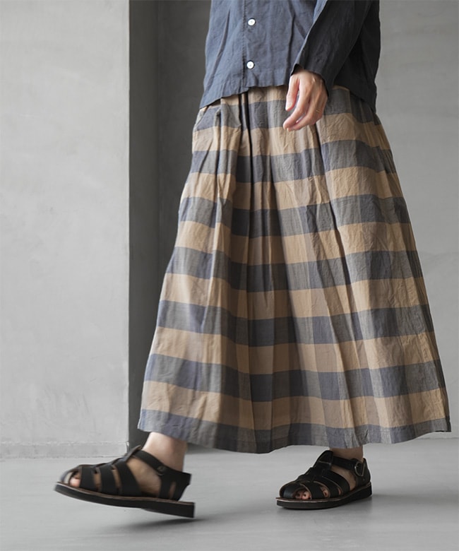 【GUCCI】 チェックスカート　サイズ5 110cm ICHI(イチ) チェックスカート 裏地付きブロックチェックロングスカート