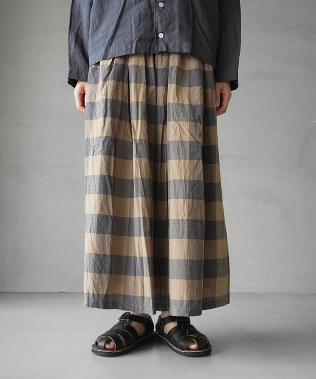 i.s. ISSEY MIYAKE チェック柄 サロペットスカート ICHI(イチ) チェックスカート 裏地付きブロックチェックロングスカート