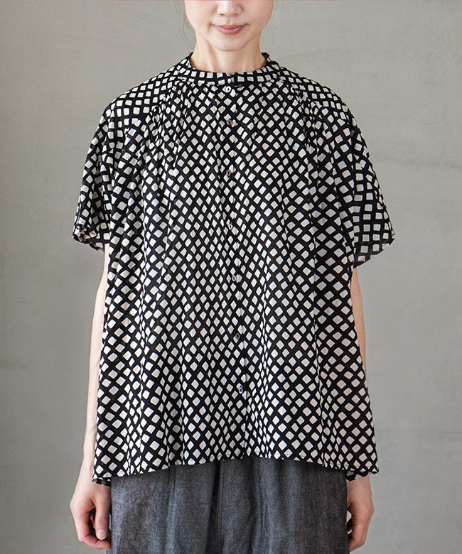 ゆったりとした麻上布のトップス ・芭蕉布等 36-323X]Brocante(ブロカント) フロンセシャツ レディース トップス