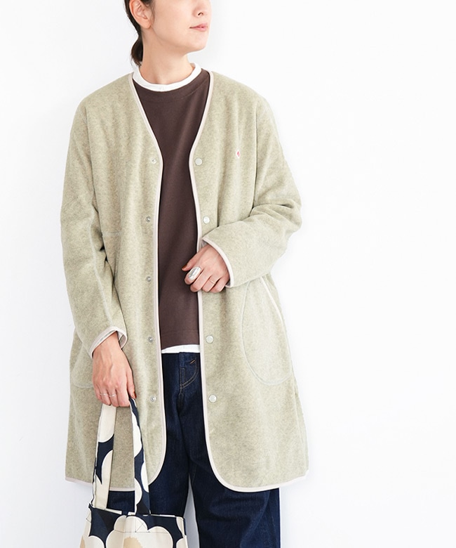 ◇[JD-8992]DANTON(ダントン) FLEECE COLLARLESS COAT フリー