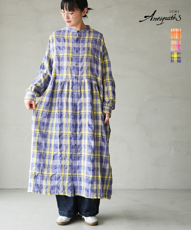 1100323]ICHI Antiquites(イチアンティークス) TARTAN CHECK DRESS