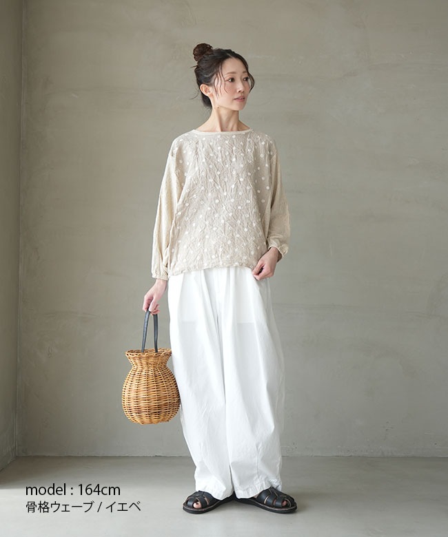 SALE 20%OFF】prit(プリット) 別注 綿麻天竺×リネンドット刺繍