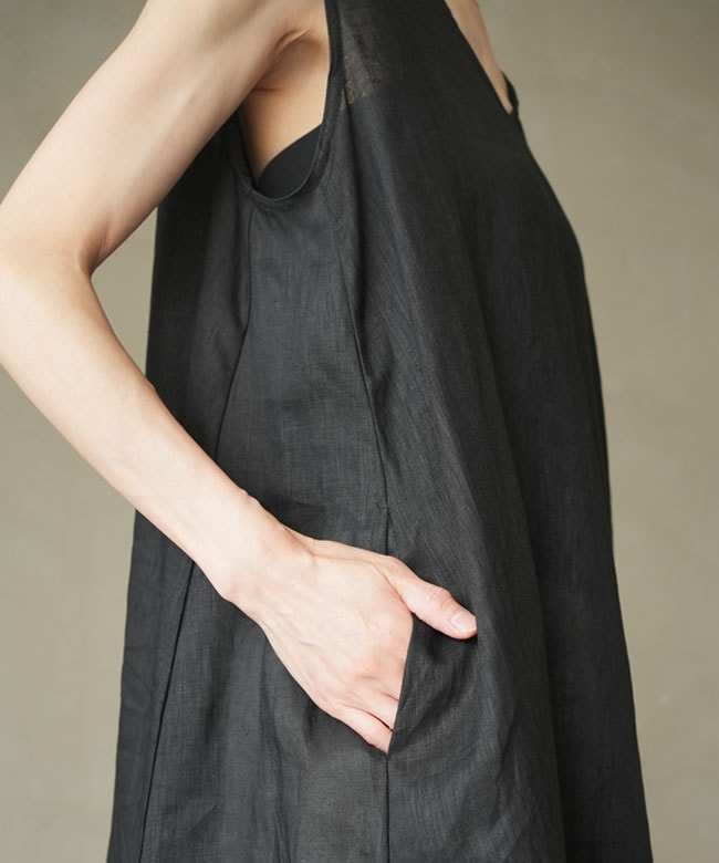 ◎◎mizuiro ind(ミズイロインド) linen V neck flare OPリネンVネック