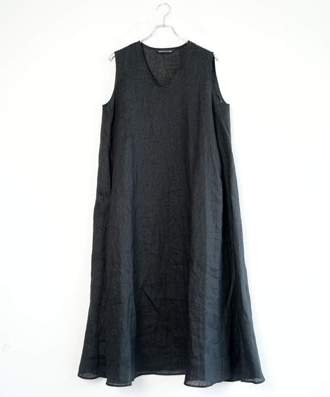 SALE 20%OFF】mizuiro ind(ミズイロインド) linen V neck flare OP