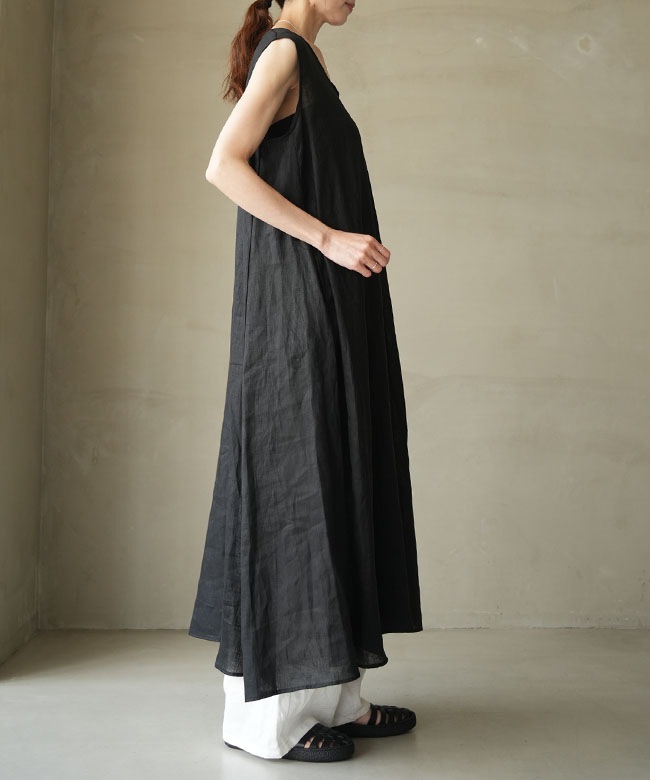 mizuiro ind(ミズイロインド) linen V neck flare OPリネンVネック