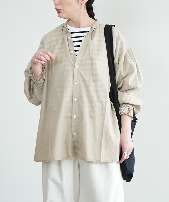 SALE 20%OFF】grin(グリン)100/2 ボイル ラグランスモックシャツ