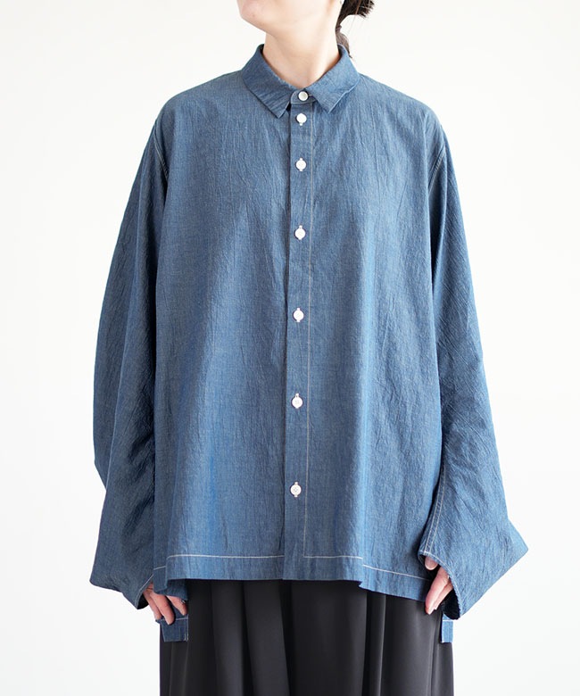 FIRMUM フィルマム　オーガニックコットン 強撚ウェザー カウルネックシャツ FIRMUM(フィルマム) オーガニックコットン強撚ウェザー ビッグスリーブ