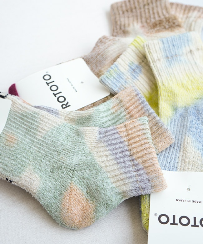 ROTOTO(ロトト) HEMP/ORGANIC COTTON PILE ANKLE SOCKS TIE DYE ヘンプ